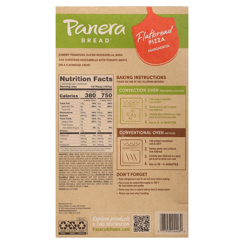 Panera Bread Margherita Flatbread Pizza, 11.1 oz