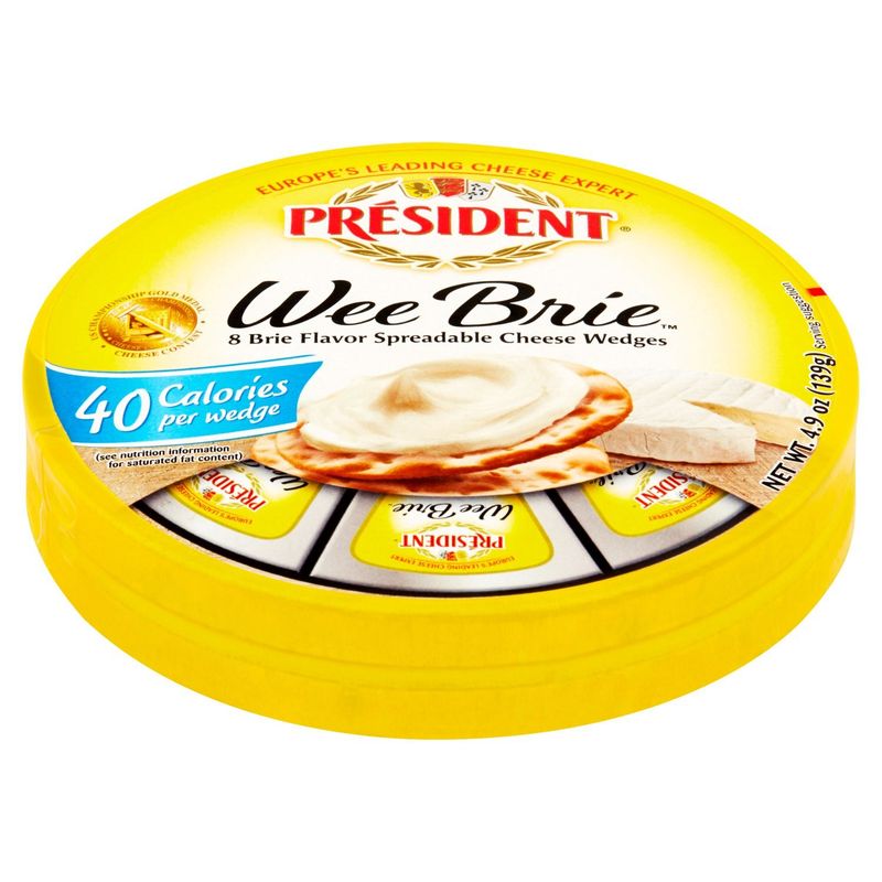 Président Wee Brie Brie Flavor Spreadable Cheese Wedges, 8 count, 4.9 oz