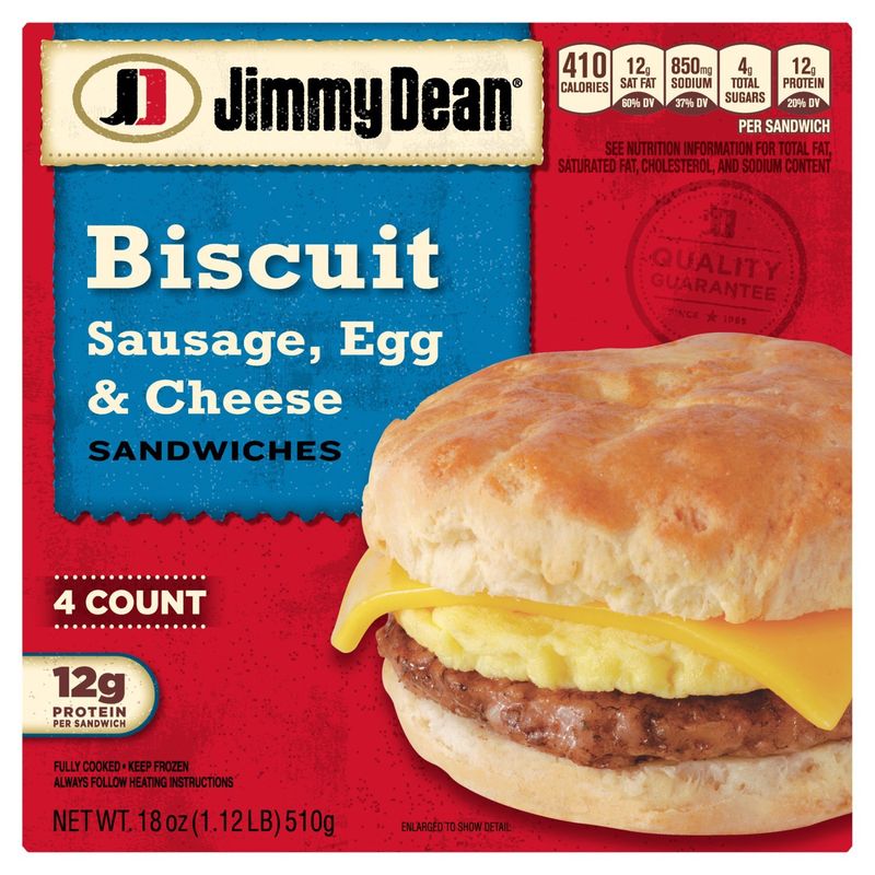 Jimmy Dean Sausage, Egg &amp; Cheese Biscuit Sandwiches, 4 count, 18 oz