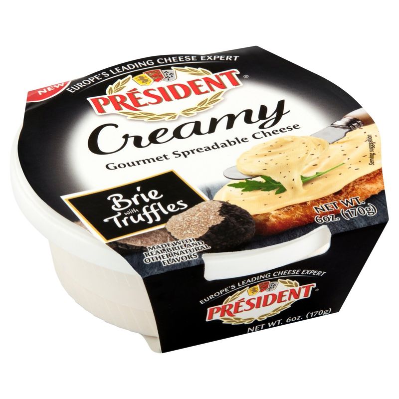 Président Creamy Brie with Truffles Gourmet Spreadable Cheese, 6 oz