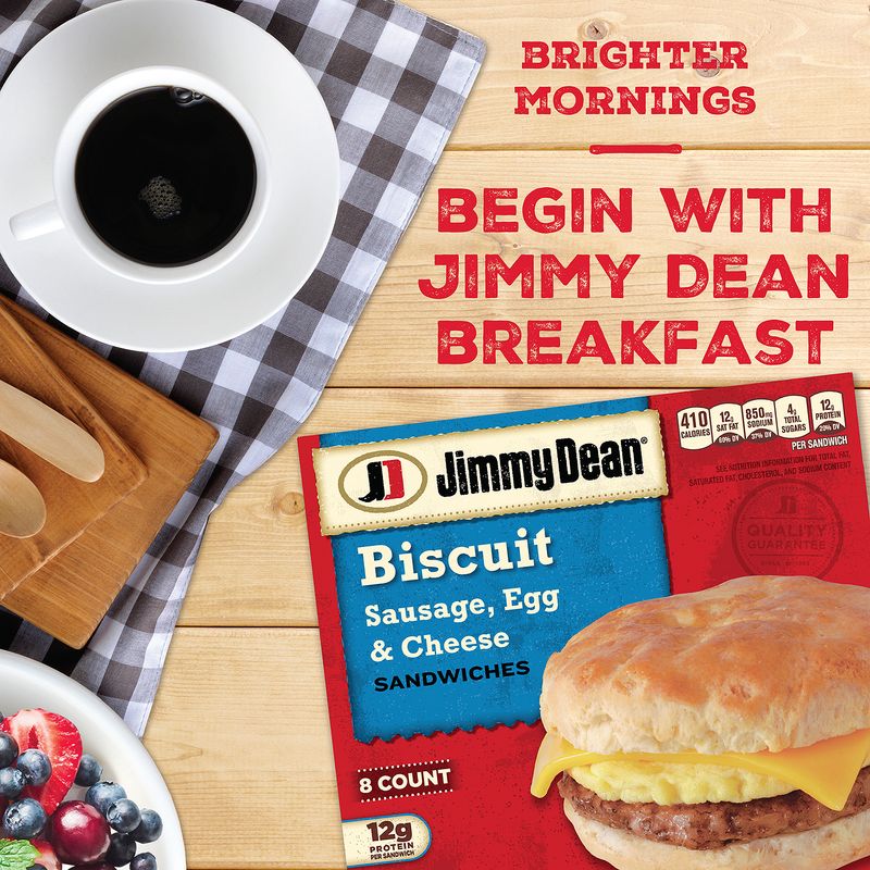 Jimmy Dean Biscuit Breakfast Sandwiches with Sausage, Egg, and Cheese, Frozen, 8 Count