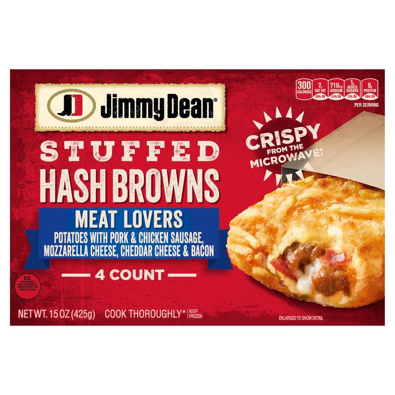 Jimmy Dean Meat Lovers Stuffed Hash Browns, 4 count, 15 oz