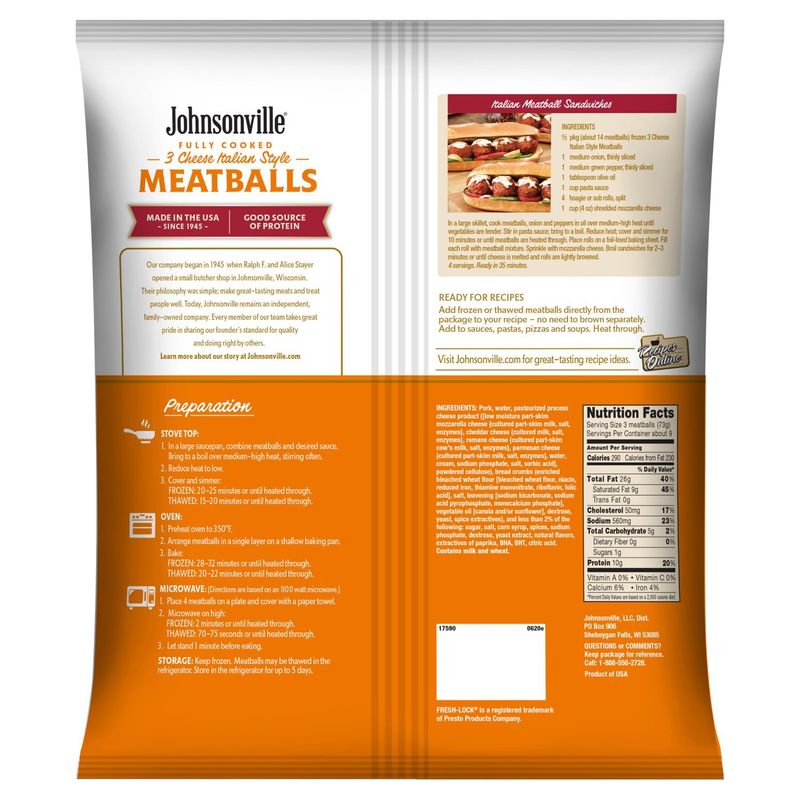 Johnsonville 3 Cheese Italian Style Meatballs, 28 Count, 24 oz