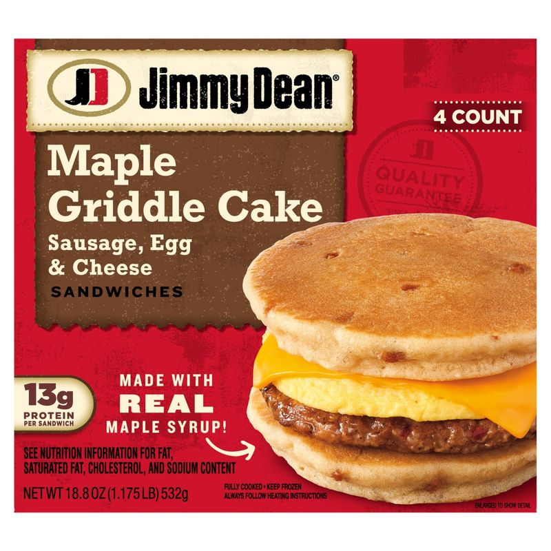 Jimmy Dean Sausage, Egg &amp; Cheese Maple Griddle Cake Sandwiches, 4 count, 18.8 oz