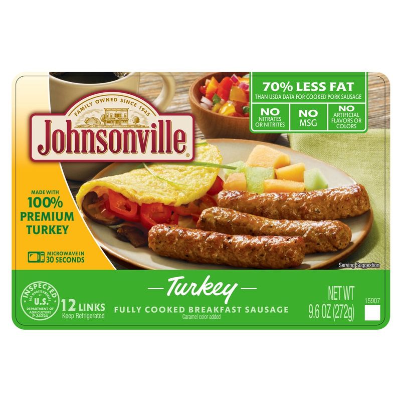 Johnsonville Turkey Fully Cooked Breakfast Sausage, 12 count, 9.6 oz