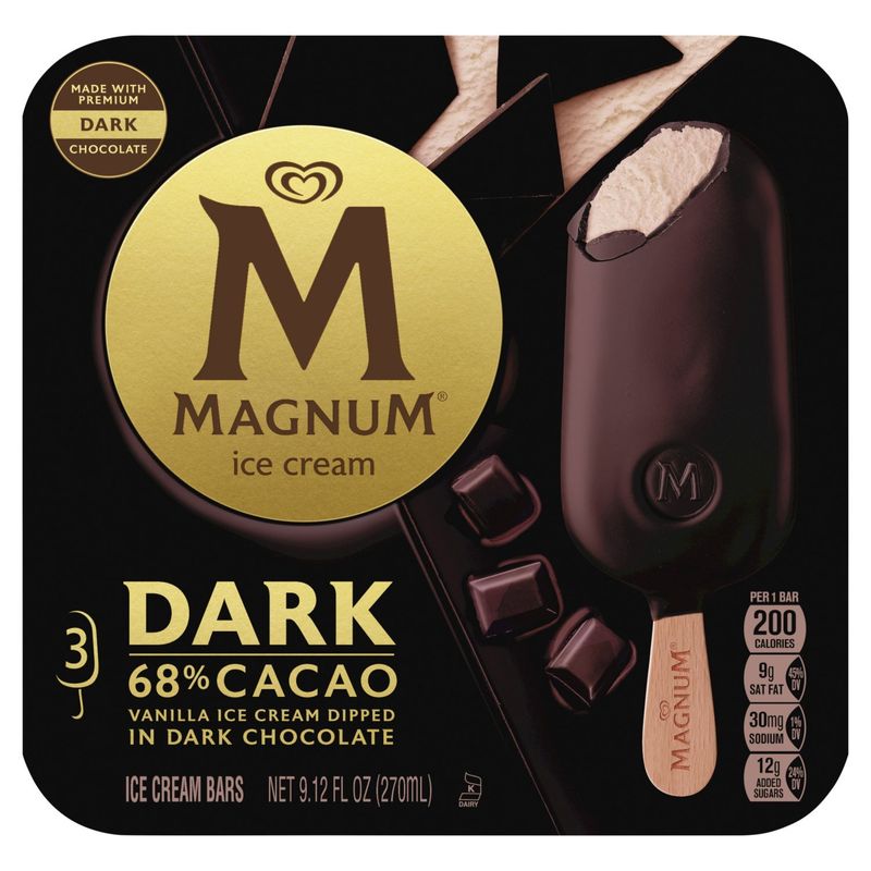 Magnum 68% Cacao Dark Chocolate Ice Cream Bars, 3 count, 9.12 fl oz