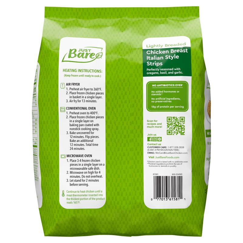 Just Bare Lightly Breaded Chicken Breast Italian Style Strips, 24 oz