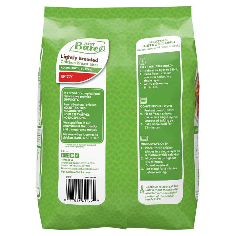Just Bare Lightly Breaded Spicy Chicken Breast Bites, 24 oz