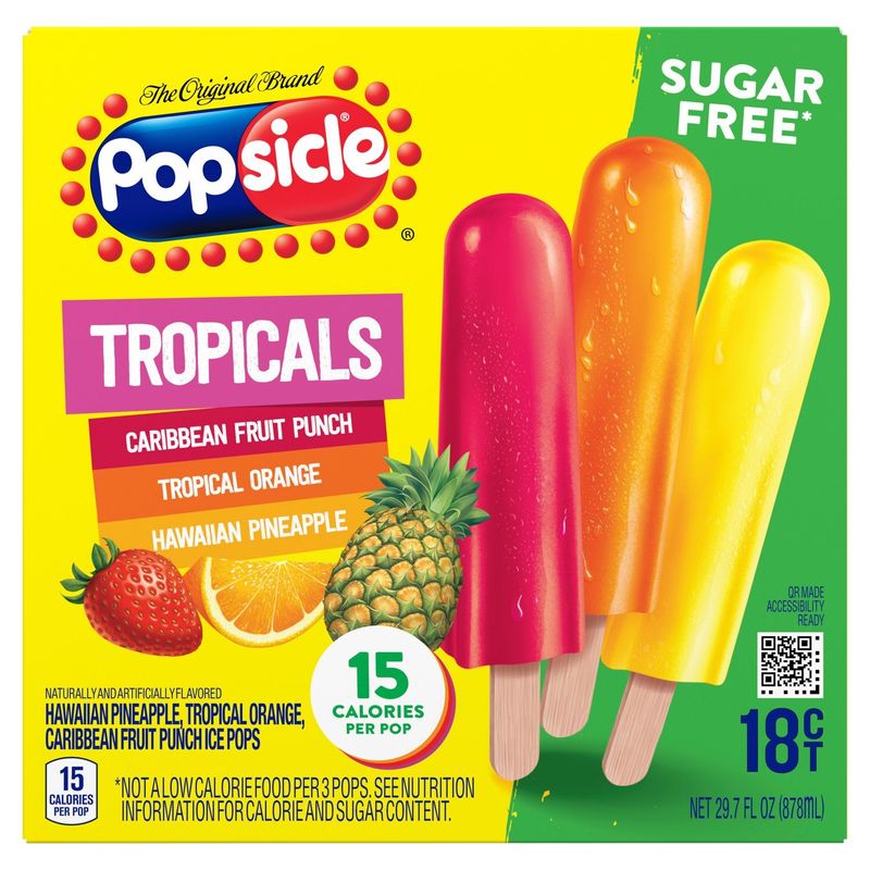 Popsicle Tropicals Ice Pops, 18 count, 29.7 fl oz