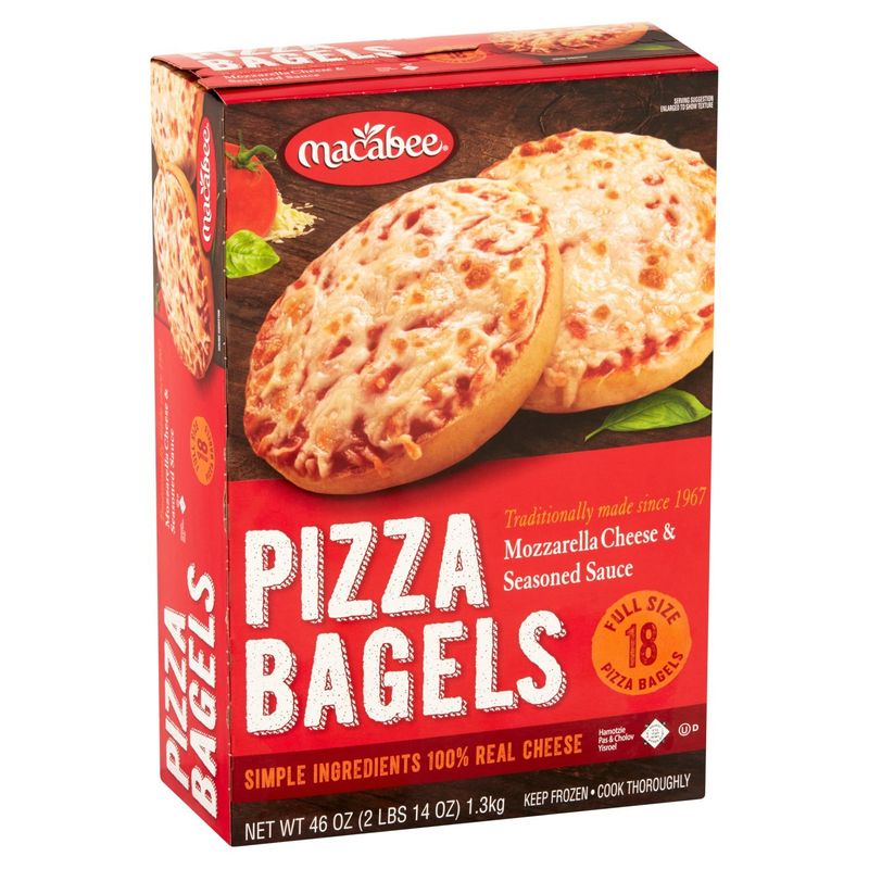 Macabee Mozzarella Cheese &amp; Seasoned Sauce Pizza Bagels,18 count, 46 oz