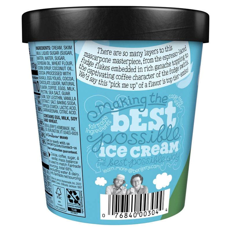 Ben &amp; Jerry's Tiramisu Topped Mascarpone Ice Cream Pint 15.2 Oz