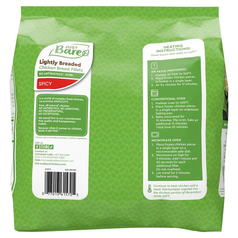Just Bare Spicy Lightly Breaded Chicken Breast Fillets, 24 oz