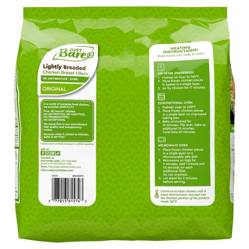 Just Bare Lightly Breaded Original Chicken Breast Fillets, 24 oz