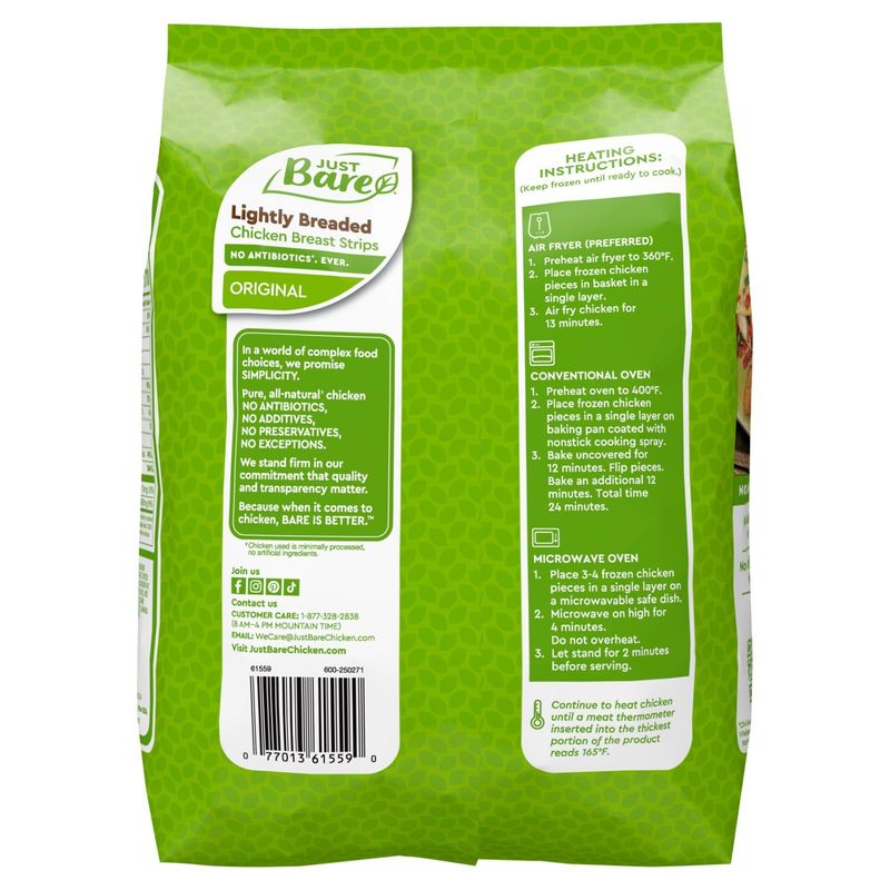 Just Bare Original Lightly Breaded Chicken Breast Strips, 24 oz