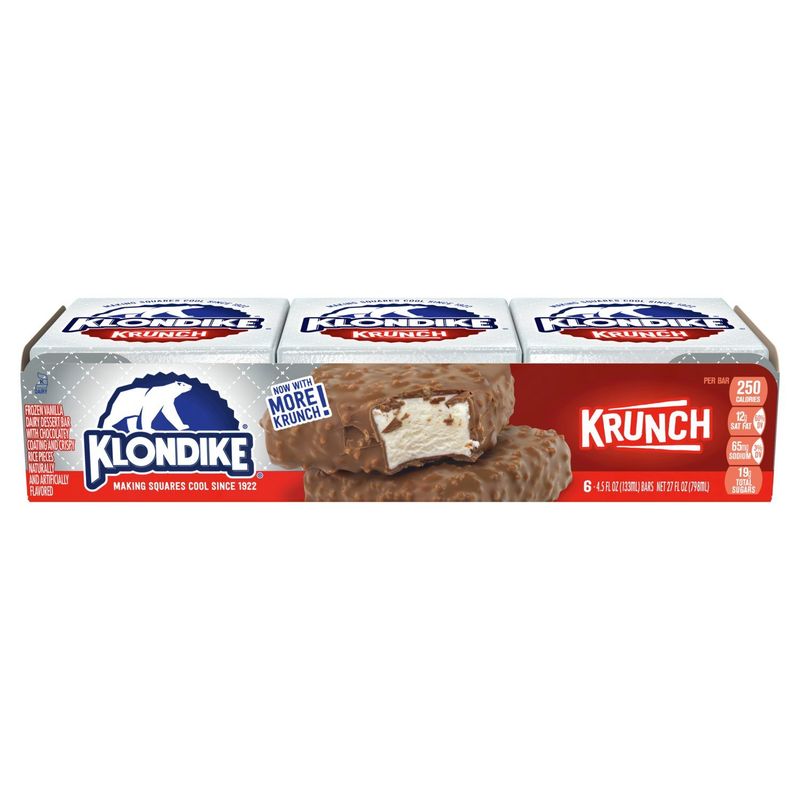 Klondike Krunch Frozen Vanilla Dairy Dessert Bar, 4.5 fl oz, 6 count