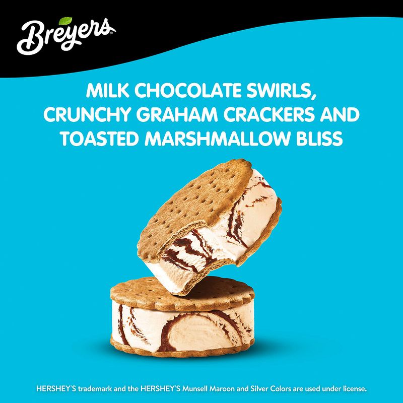 Breyers S'mores Frozen Dairy Dessert Sandwiches, 4 fl oz, 4 count