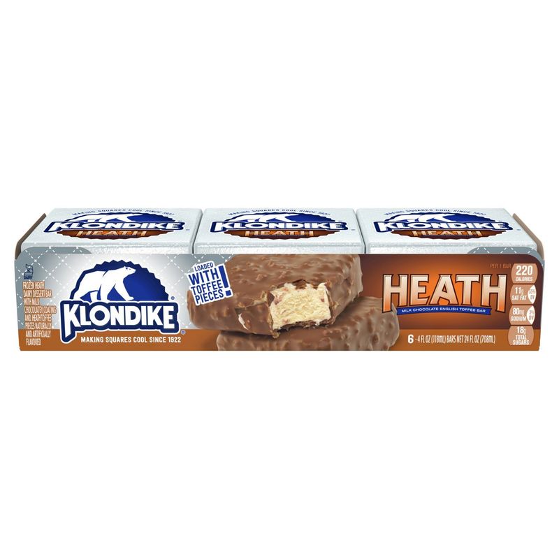 Klondike Heath Milk Chocolate English Toffee Frozen Dairy Dessert Bars, 4 fl oz, 6 count