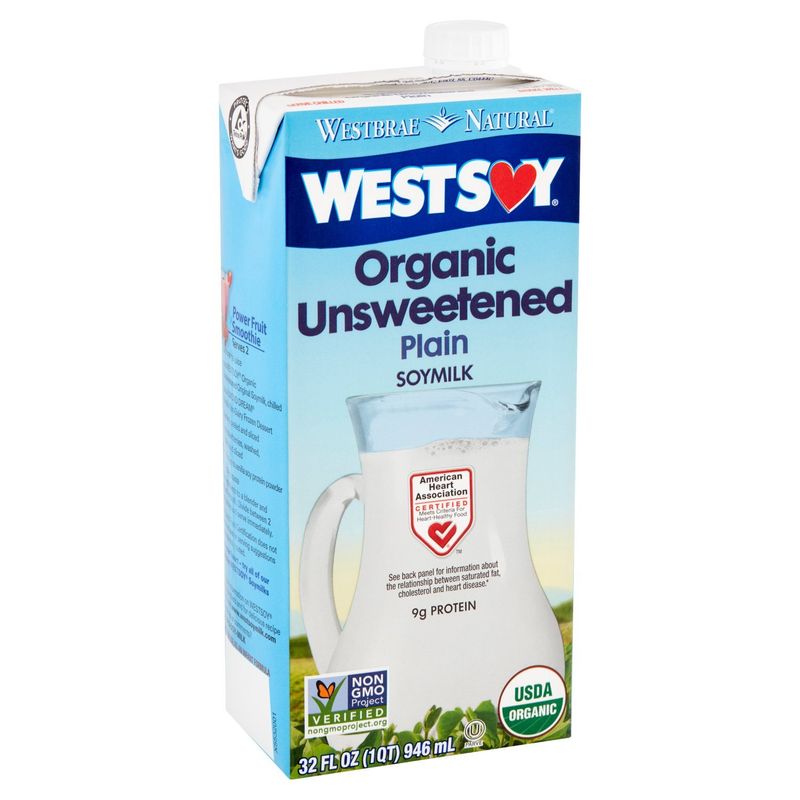WestBrae Natural WestSoy Organic Unsweetened Plain Soymilk, 32 fl oz