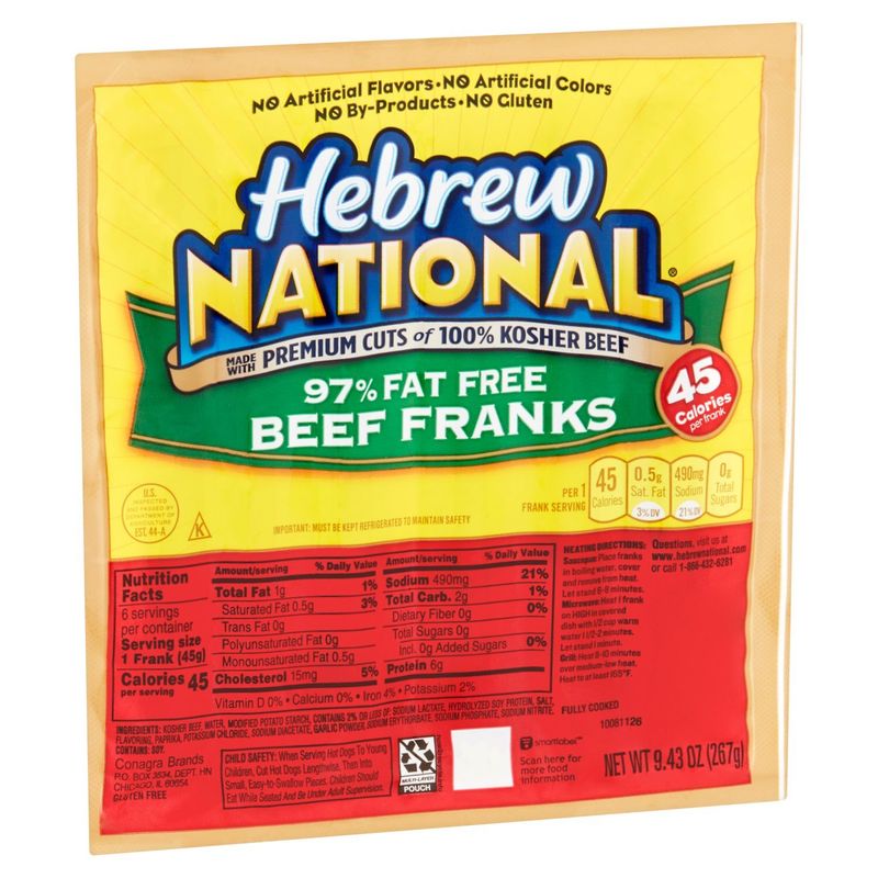 Hebrew National 97% Fat Free Beef Franks, 9.43 oz