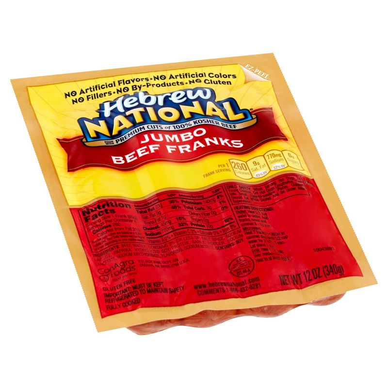 Hebrew National Jumbo Beef Franks, 4 count, 12 oz