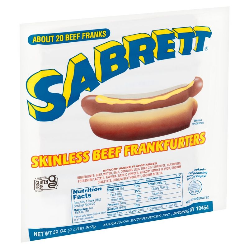 Sabrett Skinless Beef Frankfurters, 32 oz
