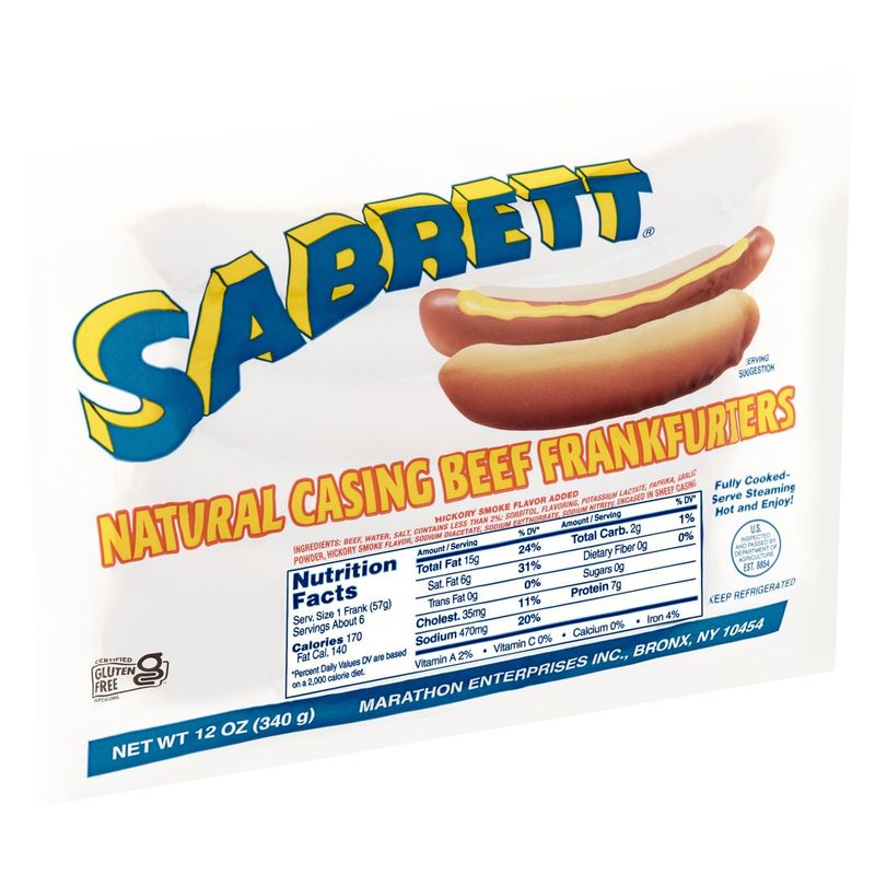 Sabrett Natural Casing Beef Frankfurters, 12 oz