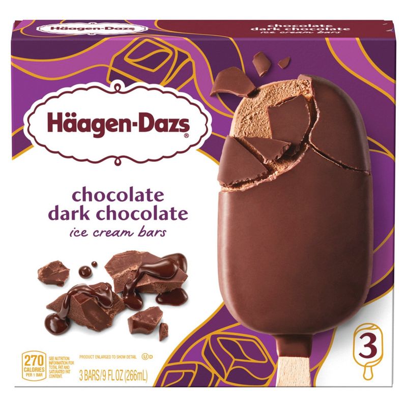 Häagen-Dazs Chocolate Dark Chocolate Ice Cream Bars, 3 count, 9 fl oz