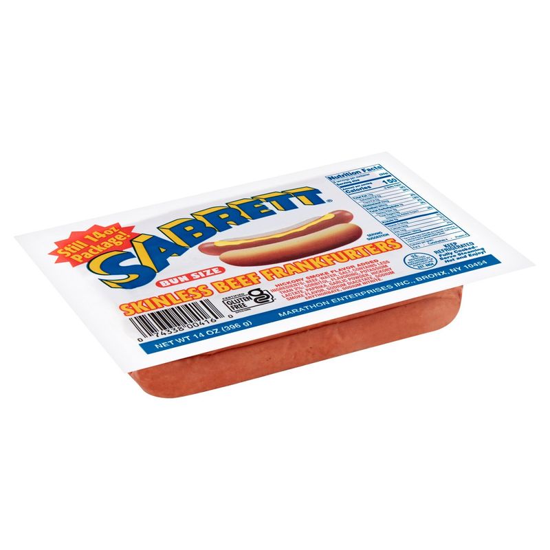 Sabrett Skinless Beef Frankfurters Bun Size, 14 oz