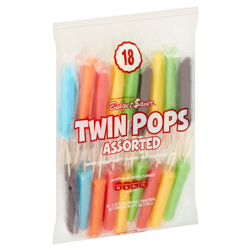 Budget Saver Assorted Twin Pops, 2.35 fl oz, 18 count