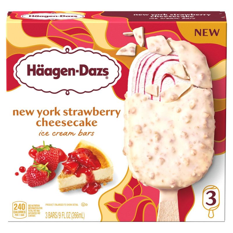 Häagen-Dazs New York Strawberry Cheesecake Ice Cream Bars, 3 count, 9 fl oz