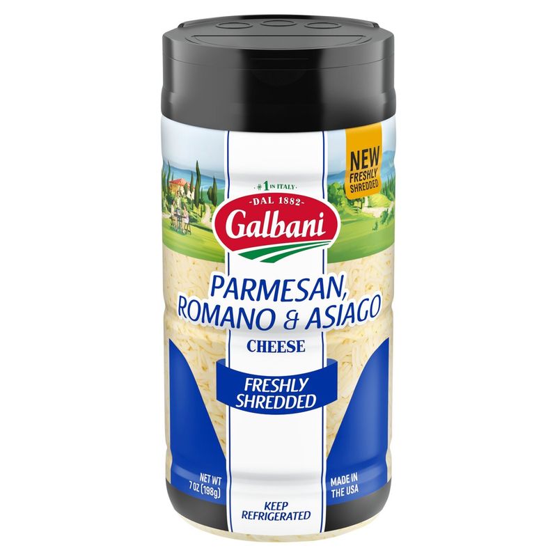 Galbani Freshly Shredded Parmesan, Romano &amp; Asiago Cheese, 7 oz