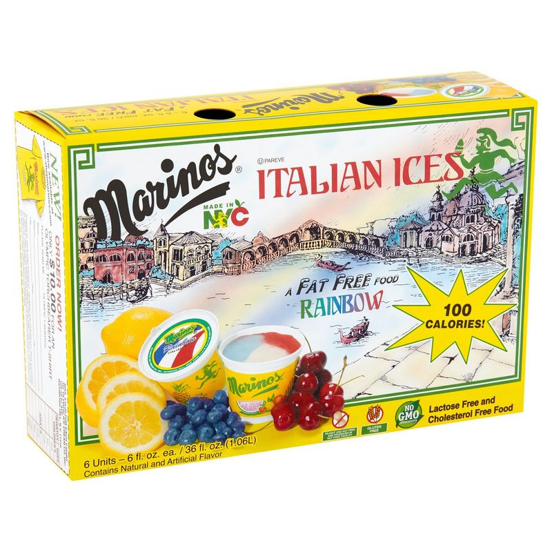 Marinos Rainbow Italian Ices, 6 fl oz, 6 count