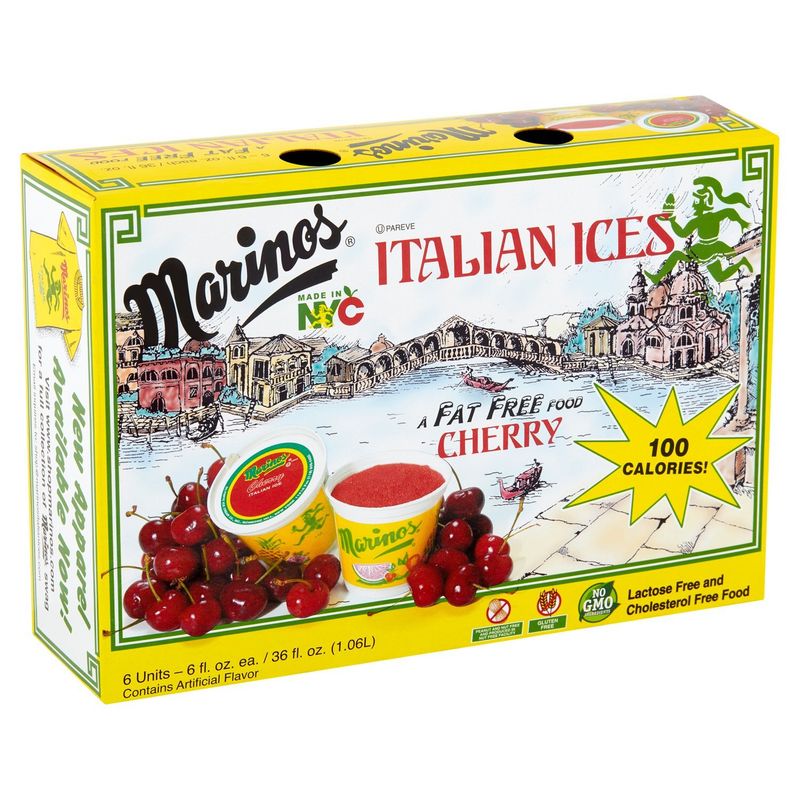 Marinos Cherry Italian Ices, 6 fl oz, 6 count