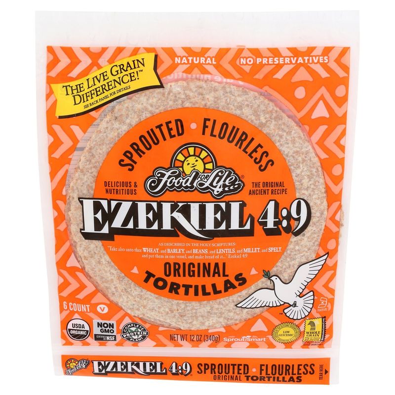 Food For Life Ezekiel 4:9 Sprouted Flourless Original Tortillas, 6 count, 12 oz