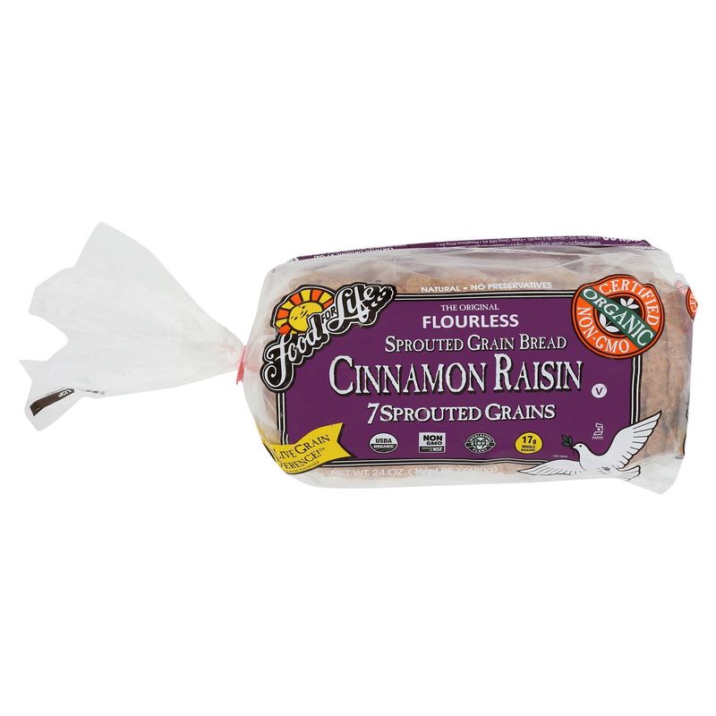 Food for Life Cinnamon Raisin The Original Flourless 7 Sprouted Grain Bread, 24 oz