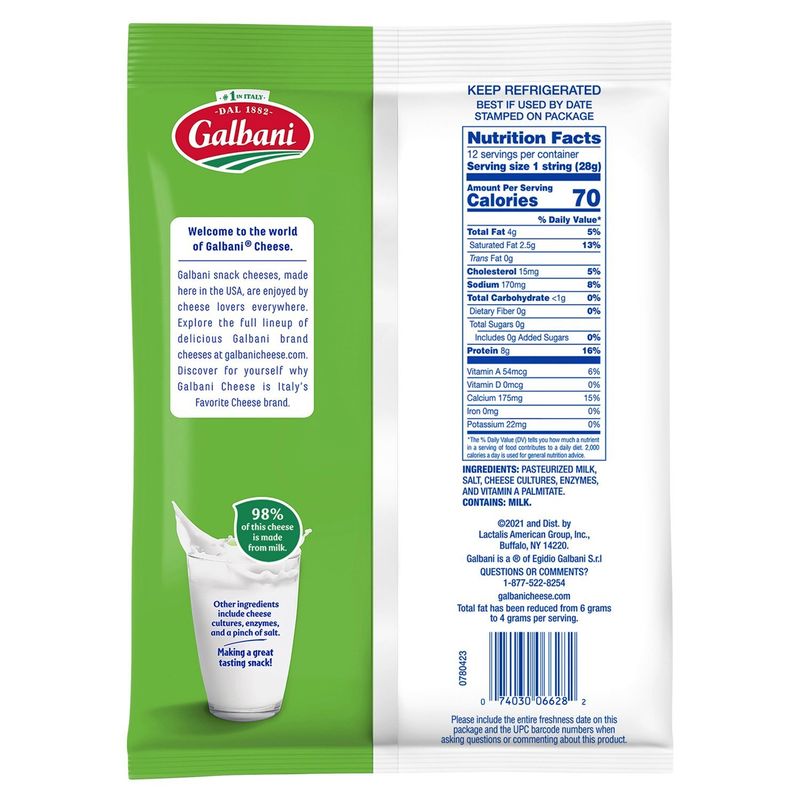 Galbani Reduced Fat Mozzarella String Cheese, 12 oz