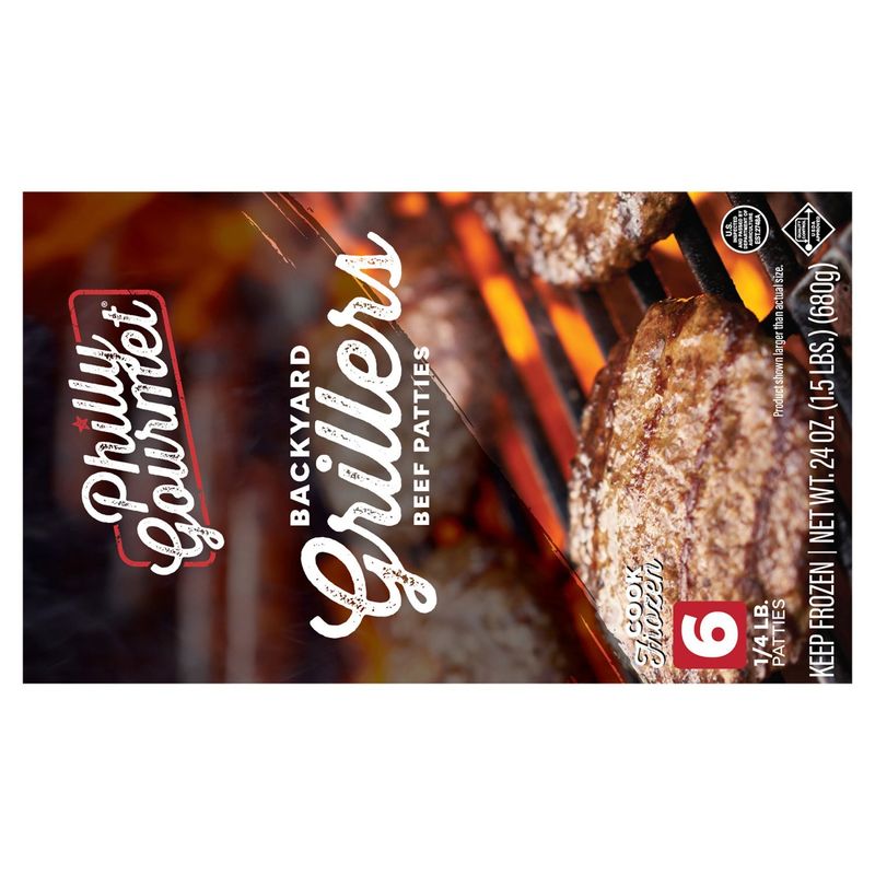 Philly Gourmet Backyard Grillers Beef Patties, 1/4 lb, 6 count