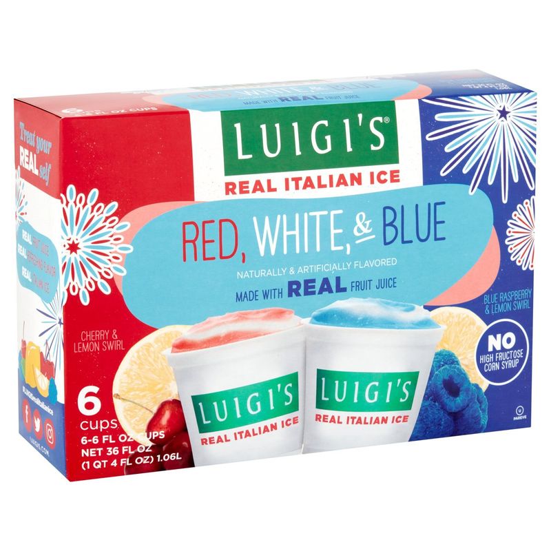 Luigi's Cherry &amp; Lemon and Blue Raspberry &amp; Lemon Swirl Real Italian Ice, 6 fl oz, 6 count