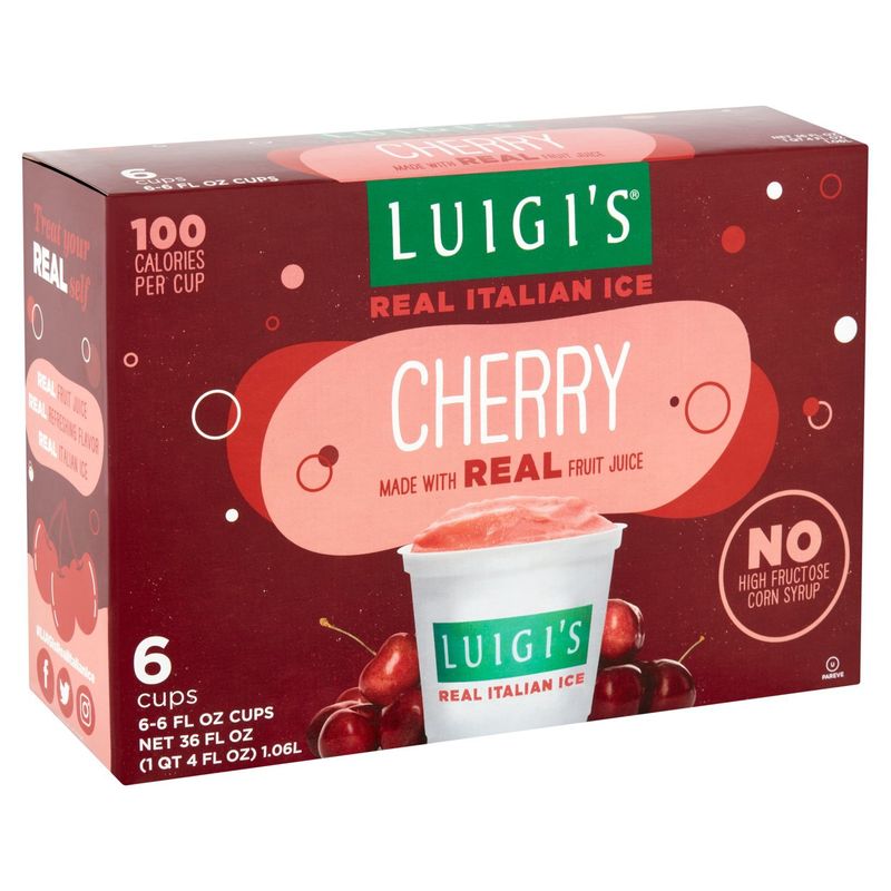 Luigi's Cherry Real Italian Ice, 6 fl oz, 6 count