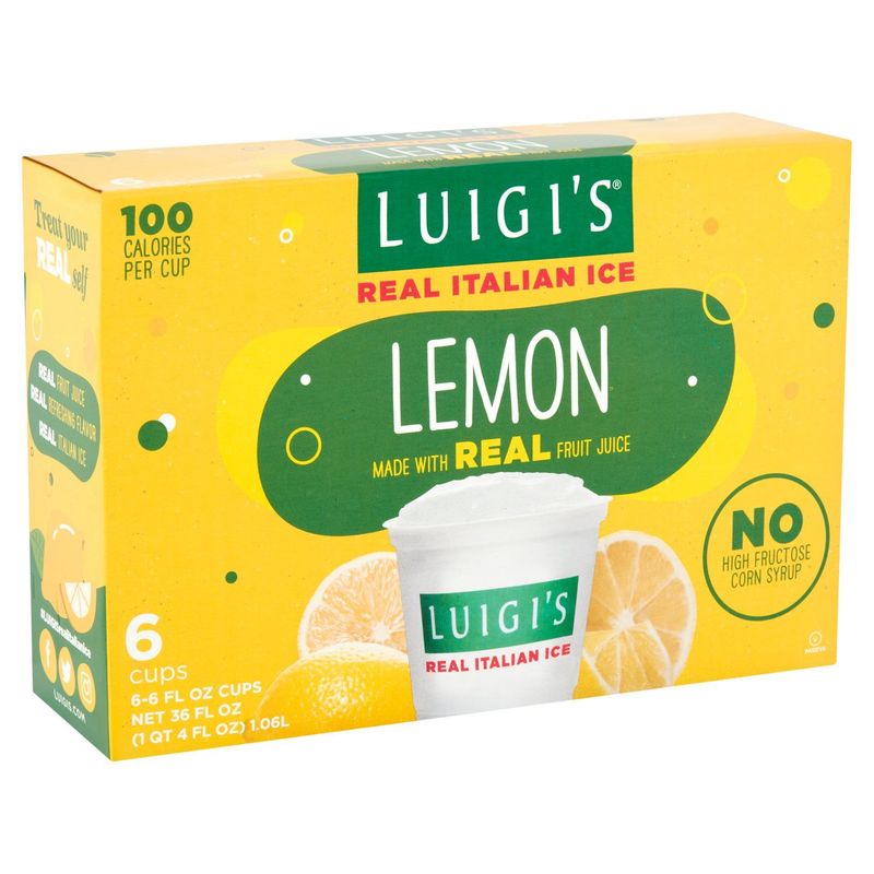 Luigi's Lemon Real Italian Ice, 6 fl oz, 6 count