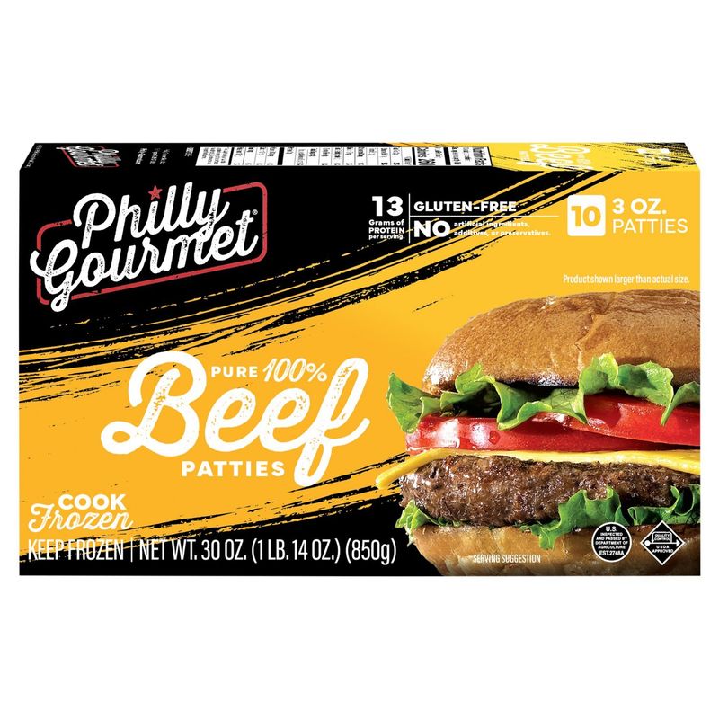Philly Gourmet Pure 100% Beef Patties, 3 oz, 10 count