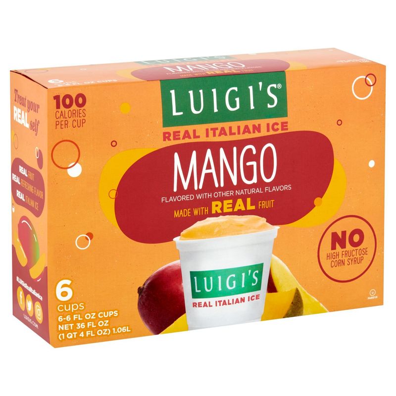 Luigi's Mango Real Italian Ice, 6 fl oz, 6 count