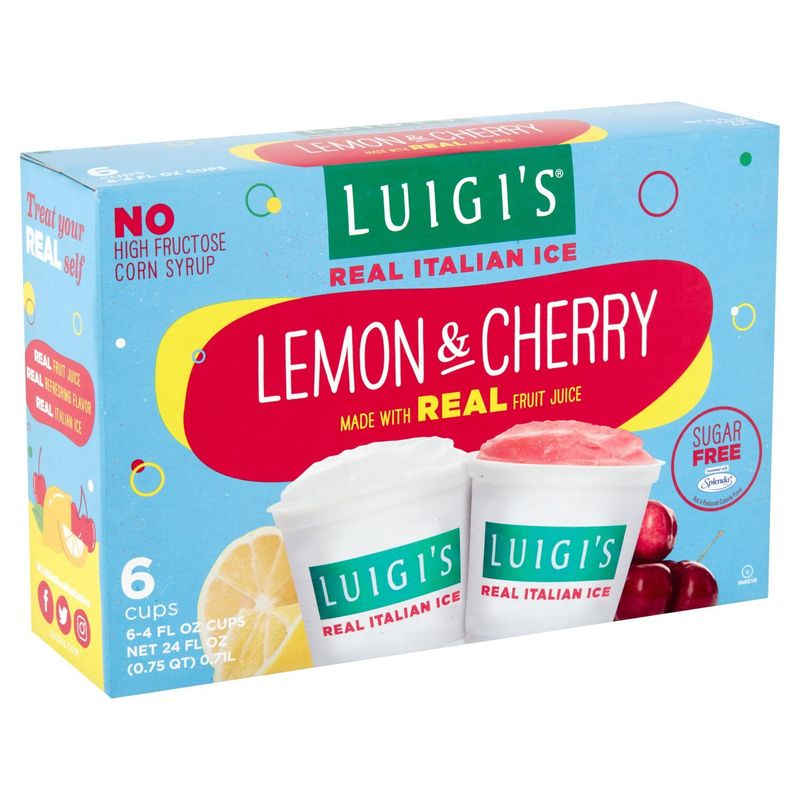Luigi's Lemon &amp; Cherry Real Italian Ice, 4 fl oz, 6 count
