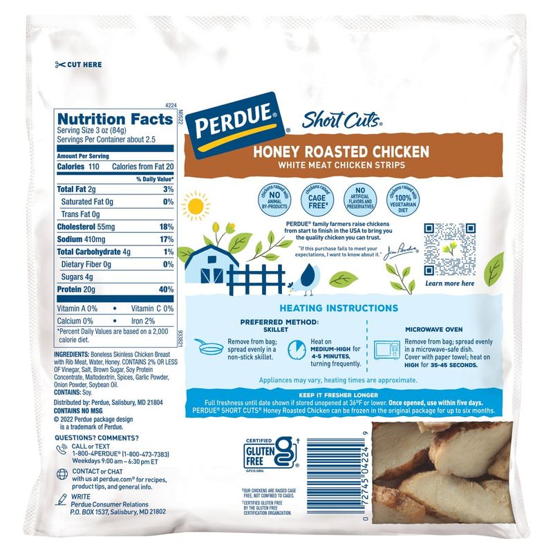 Perdue Short Cuts Honey Roasted Carved Chicken Breast Skinless with Rib Meat, 8 oz
