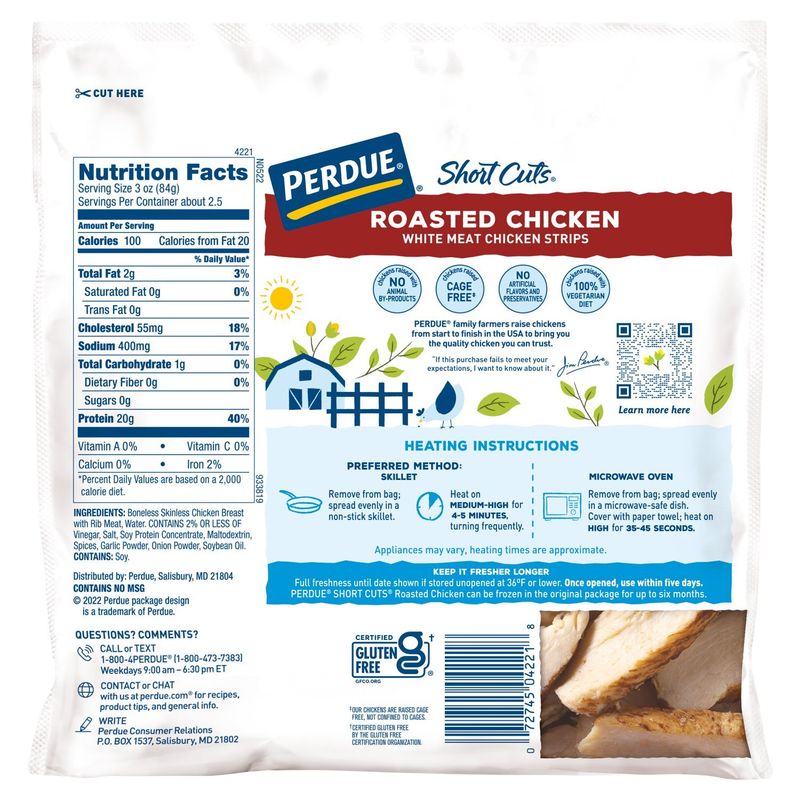 Perdue Short Cuts Original Roasted Carved Chicken Breast Skinless with Rib Meat, 8 oz
