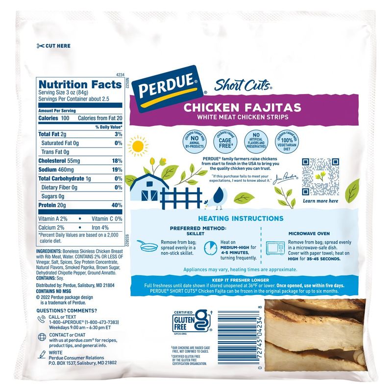 Perdue Short Cuts Grilled Fajita Carved Chicken Breast Skinless with Rib Meat, 8 oz