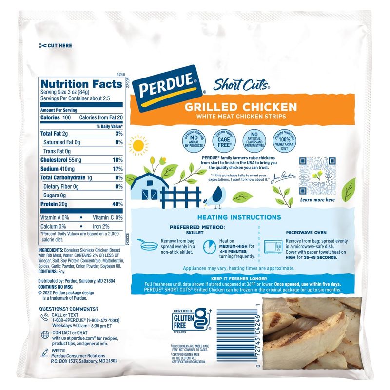 Perdue Short Cuts Grilled Carved Chicken Breast Skinless with Rib Meat, 8 oz