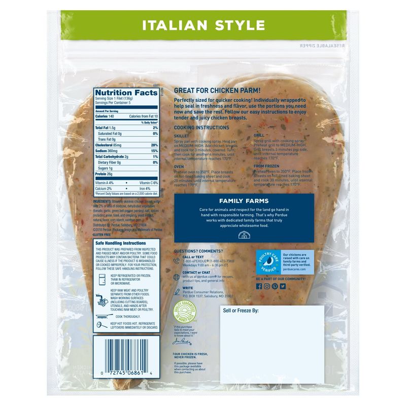 Perdue Perfect Portions Italian Style Chicken Breasts, 5 count, 24 oz