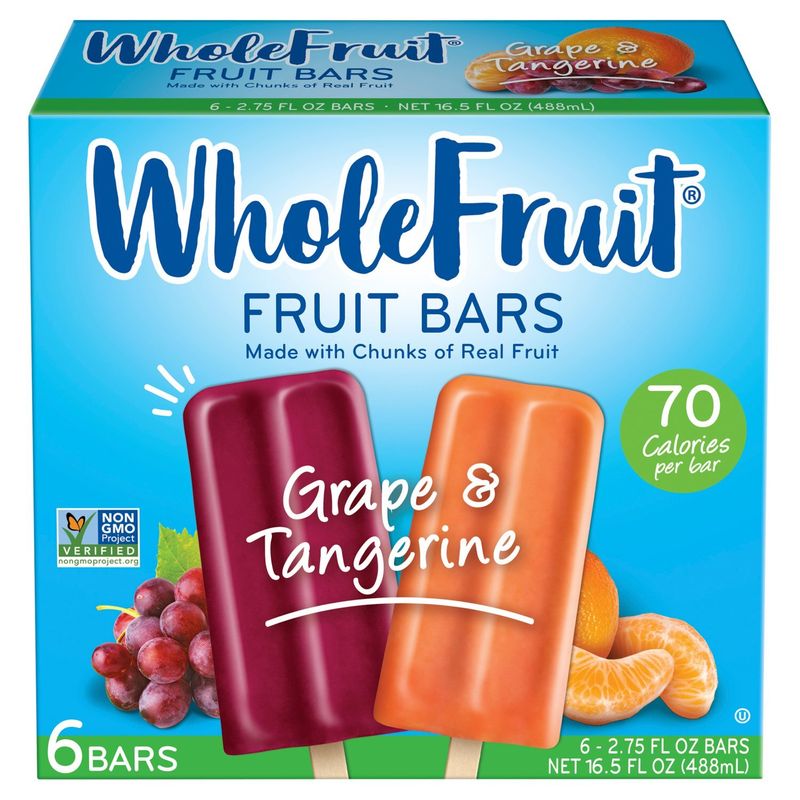 Whole Fruit Grape &amp; Tangerine Fruit Bars, 2.75 fl oz, 6 count