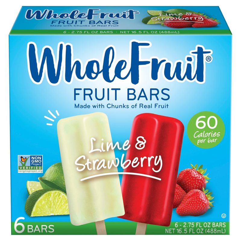 Whole Fruit Lime &amp; Strawberry Fruit Bars, 2.75 fl oz, 6 count